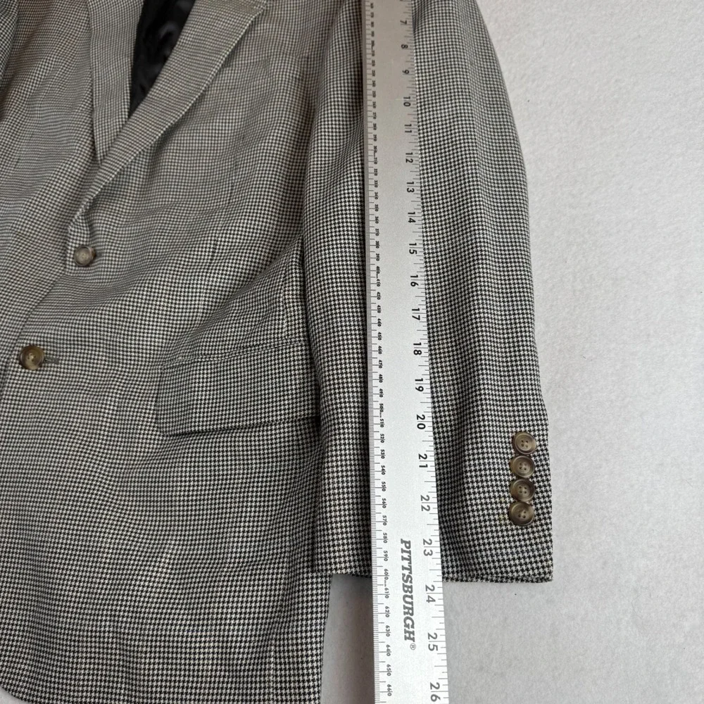 Jos A Bank Mens 42S Silk Wool Houndstooth Blazer Sport Coat Tan Black Blue